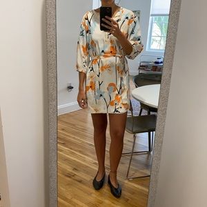 DVF Floral Silk Dress with Removable Tie